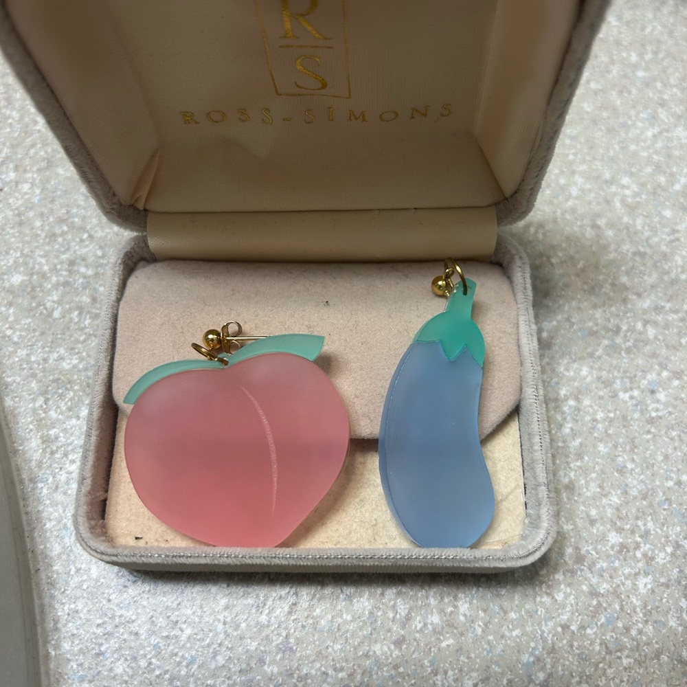 Acrylic peach and eggplant earrings